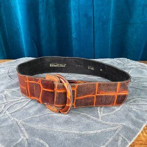 Vintage Echo Italian Leather Alligator Belt in Cognac